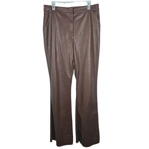 MESHKI Faux Leather Pants Brown Vegan Trousers Women;s XXL